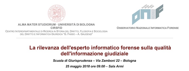Convegno ONIF a Bologna - 25 maggio 2018
